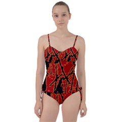 Vivid Abstract Grunge Texture Sweetheart Tankini Set