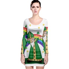  St  Patrick  Dabbing Long Sleeve Bodycon Dress by Valentinaart