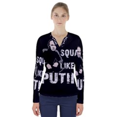 Squat Like Putin V-neck Long Sleeve Top by Valentinaart