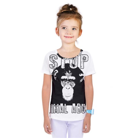 Stop Animal Abuse - Chimpanzee  Kids  One Piece Tee by Valentinaart