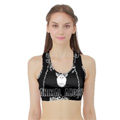 Stop Animal Abuse - Chimpanzee  Sports Bra With Border by Valentinaart