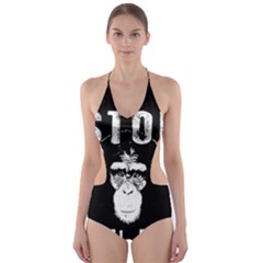 Stop Animal Abuse - Chimpanzee  Cut-out One Piece Swimsuit by Valentinaart