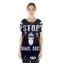 Stop Animal Abuse - Chimpanzee  Skirt Hem Sports Top by Valentinaart