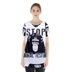 Stop Animal Testing - Chimpanzee  Skirt Hem Sports Top by Valentinaart