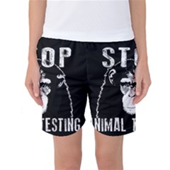 Stop Animal Testing - Chimpanzee  Women s Basketball Shorts by Valentinaart