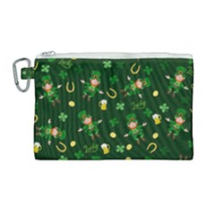 St Patricks Day Pattern Canvas Cosmetic Bag (large) by Valentinaart