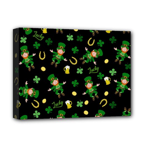 St Patricks Day Pattern Deluxe Canvas 16  X 12   by Valentinaart