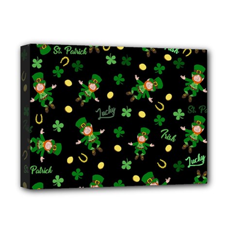 St Patricks Day Pattern Deluxe Canvas 16  X 12   by Valentinaart