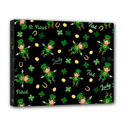 St Patricks Day Pattern Deluxe Canvas 20  X 16   by Valentinaart