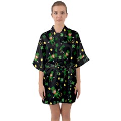 St Patricks Day Pattern Quarter Sleeve Kimono Robe by Valentinaart