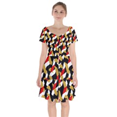 Colorful Abstract Pattern Short Sleeve Bardot Dress by dflcprints