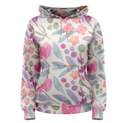 Purple And Pink Cute Floral Pattern Women s Pullover Hoodie by paulaoliveiradesign