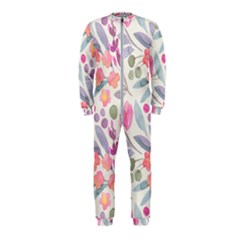 Purple And Pink Cute Floral Pattern Onepiece Jumpsuit (kids)