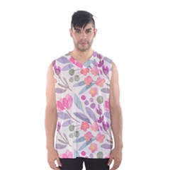 Purple And Pink Cute Floral Pattern Men s Basketball Tank Top