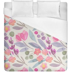 Purple And Pink Cute Floral Pattern Duvet Cover (king Size)