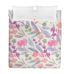 Purple And Pink Cute Floral Pattern Duvet Cover Double Side (full/ Double Size)