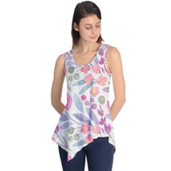 Purple And Pink Cute Floral Pattern Sleeveless Tunic