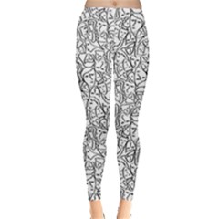 Elio s Shirt Faces In Black Outlines On White Leggings  by PodArtist