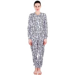 Elio s Shirt Faces In Black Outlines On White Onepiece Jumpsuit (ladies)  by PodArtist