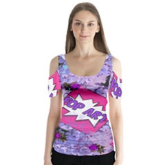 Purlpe Retro Pop Butterfly Sleeve Cutout Tee 