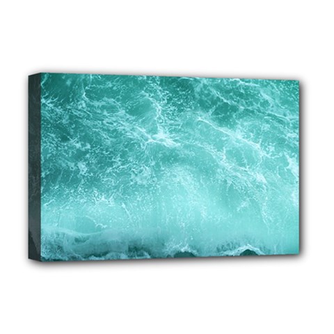 Green Ocean Splash Deluxe Canvas 18  X 12  