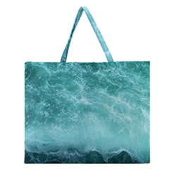 Green Ocean Splash Zipper Large Tote Bag by snowwhitegirl