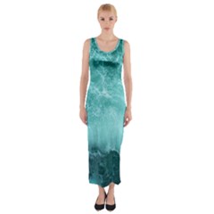 Green Ocean Splash Fitted Maxi Dress by snowwhitegirl