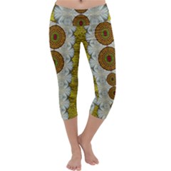 Spring In Mind And Flowers In Soul Be Happy Capri Yoga Leggings by pepitasart