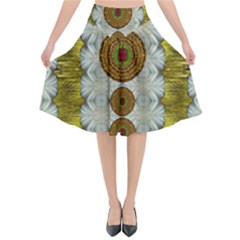 Spring In Mind And Flowers In Soul Be Happy Flared Midi Skirt by pepitasart