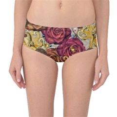 Octopus Floral Mid-waist Bikini Bottoms