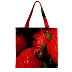 Red Strawberries Zipper Grocery Tote Bag