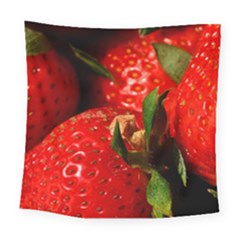 Red Strawberries Square Tapestry (large)