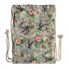 Angel Floral Drawstring Bag (large) by snowwhitegirl