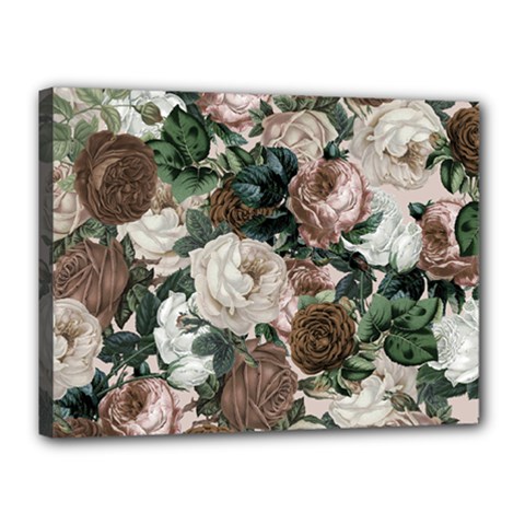 Rose Bushes Brown Canvas 16  X 12 