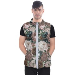 Rose Bushes Brown Men s Puffer Vest by snowwhitegirl