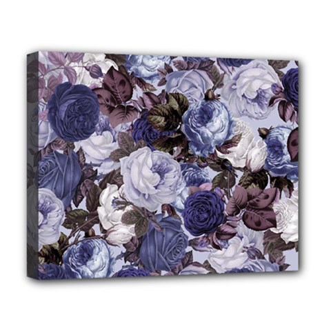 Rose Bushes Blue Deluxe Canvas 20  X 16  