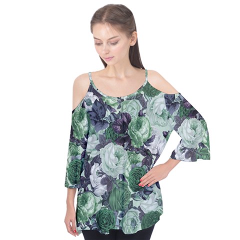 Rose Bushes Green Flutter Tees by snowwhitegirl