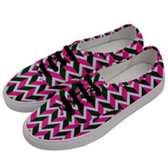 Chevron Pink Green Retro Men s Classic Low Top Sneakers by snowwhitegirl