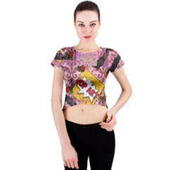 Red Retro Pop Crew Neck Crop Top