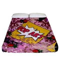 Red Retro Pop Fitted Sheet (queen Size) by snowwhitegirl