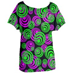 Neon Green And Pink Circles Women s Oversized Tee by PodArtist