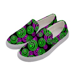 Neon Green And Pink Circles Women s Canvas Slip Ons by PodArtist