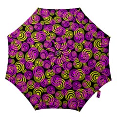 Neon Yellow And Hot Pink Circles Hook Handle Umbrellas (small) by PodArtist