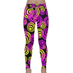 Neon Yellow And Hot Pink Circles Classic Yoga Leggings by PodArtist