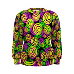 Bright Yellow Pink And Green Neon Circles Women s Sweatshirt by PodArtist