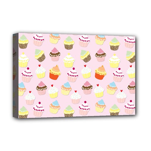 Baby Pink Valentines Cup Cakes Deluxe Canvas 18  X 12   by PodArtist