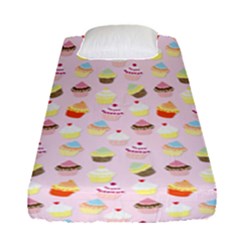 Baby Pink Valentines Cup Cakes Fitted Sheet (single Size) by PodArtist