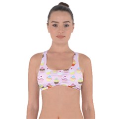 Baby Pink Valentines Cup Cakes Got No Strings Sports Bra by PodArtist