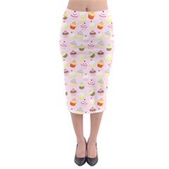 Baby Pink Valentines Cup Cakes Midi Pencil Skirt by PodArtist