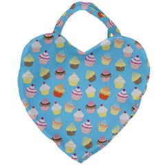 Pale Pastel Blue Cup Cakes Giant Heart Shaped Tote